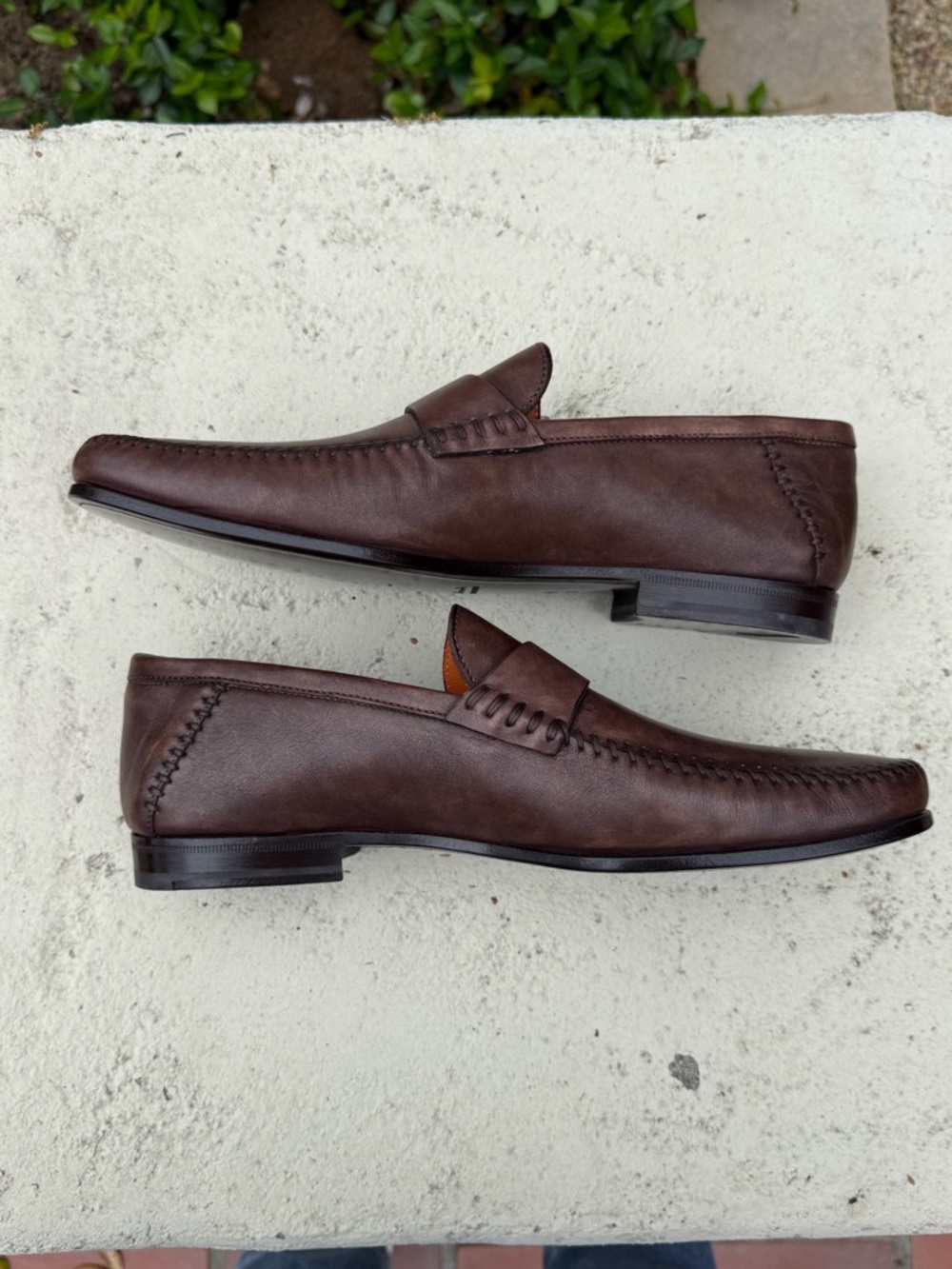 Santoni "Paine" smooth mottled leather loafers - size 9D - Picture 4 of 9